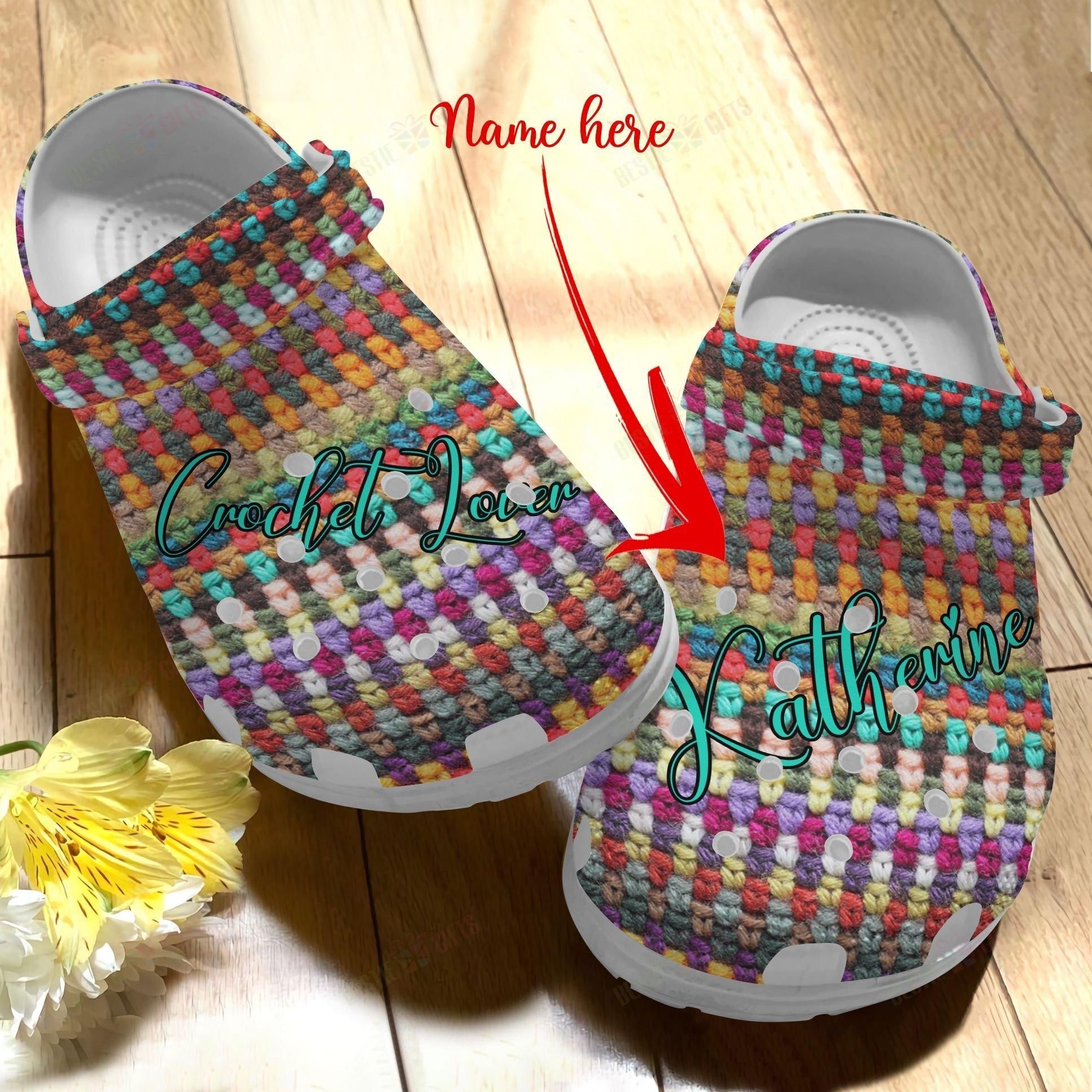 Crochet Personalized Crocs Clog Classic Clog Whitesole Stiches Shoes Crochet Personalized Crocs Clog Classic Clog Whitesole Stiches Shoes