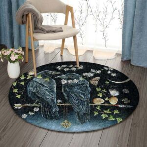 Crow Flower Round Carpet Floor Rug Living Room Bedroom Decor Round Area Rug Carpet