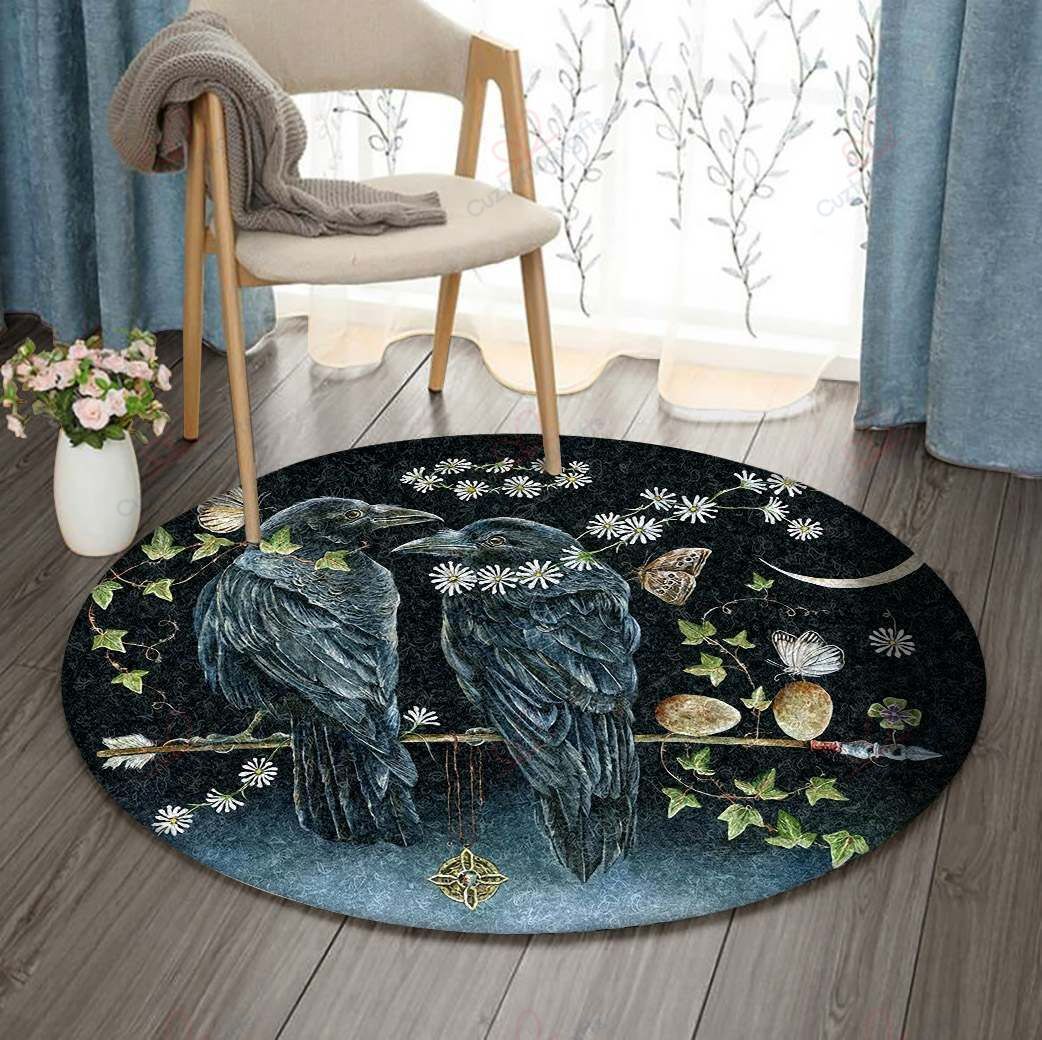 Crow Flower Round Carpet Floor Rug Living Room Bedroom Decor Round Area Rug Carpet Crow Flower Round Carpet Floor Rug Living Room Bedroom Decor Round Area Rug Carpet