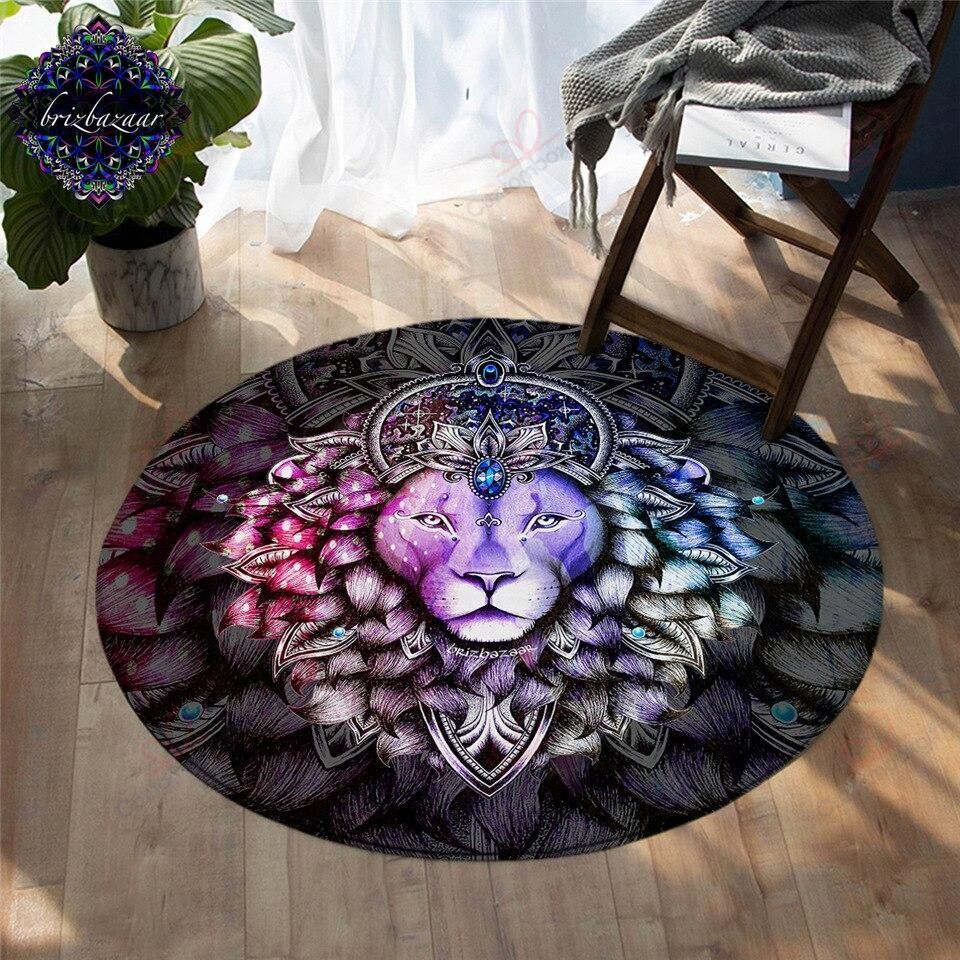 Crowned Lion Round Carpet Floor Rug Living Room Bedroom Decor Round Area Rug Carpet Crowned Lion Round Carpet Floor Rug Living Room Bedroom Decor Round Area Rug Carpet
