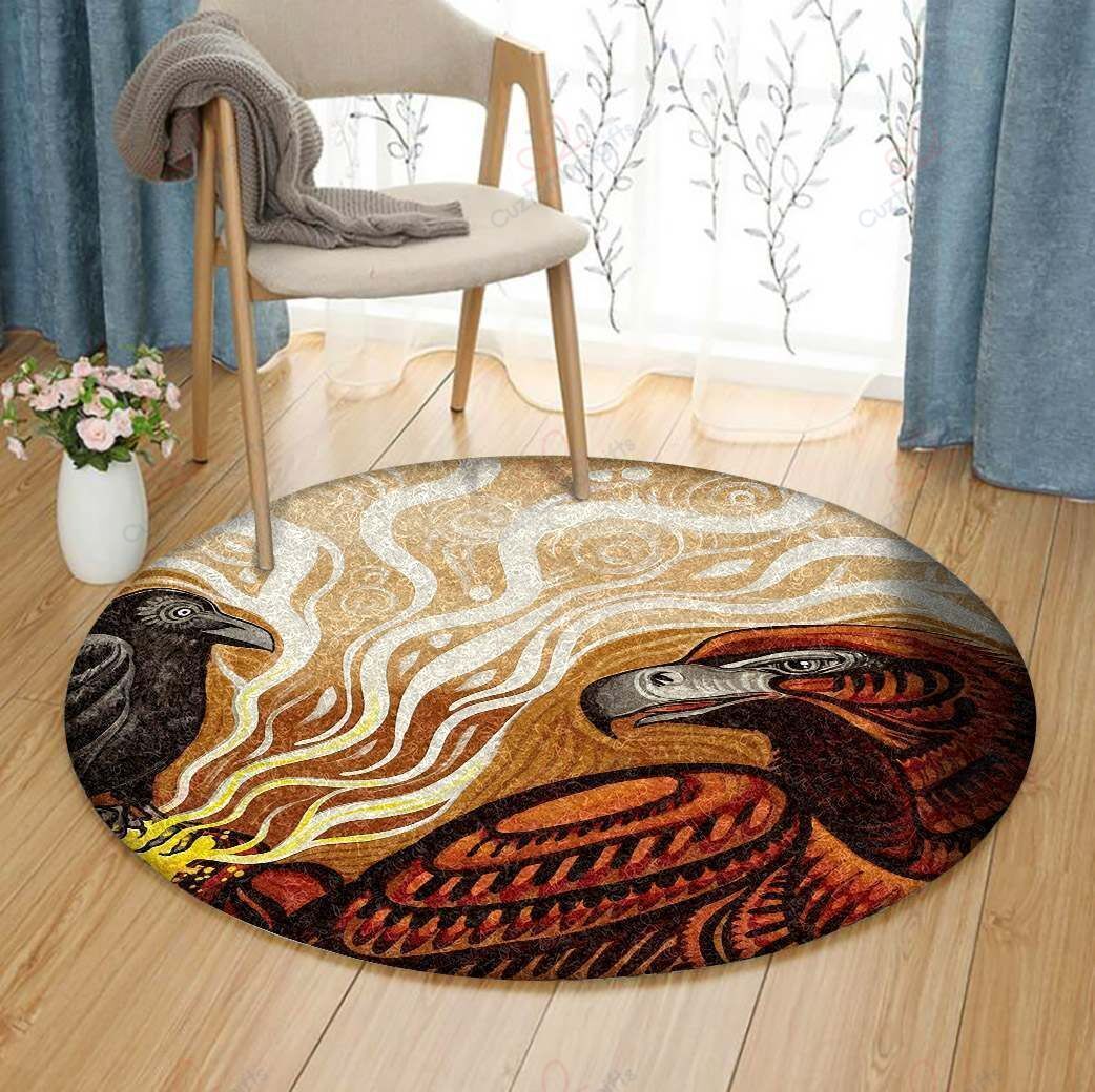 Crows And Eagle Round Carpet Floor Rug Living Room Bedroom Decor Round Area Rug Carpet Crows And Eagle Round Carpet Floor Rug Living Room Bedroom Decor Round Area Rug Carpet