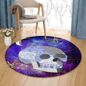 Crystal Skull Round Carpet Floor Rug Living Room Bedroom Decor Round Area Rug Carpet