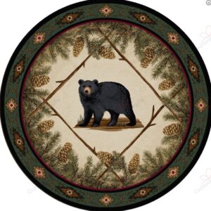 Cub Black Bear Round Carpet Floor Rug Living Room Bedroom Decor Round Area Rug Carpet