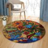 Cup Of Tea And Flower Round Carpet Floor Rug Living Room Bedroom Decor Round Area Rug Carpet