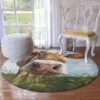 Curious Cow Round Carpet Floor Rug Living Room Bedroom Decor Round Area Rug Carpet