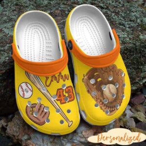 Customize Name Number Baseball Batter Shoes Crocs Clog Birhtday Gifts For Boys Girls
