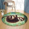 Cute Baby Sloth Round Carpet Floor Rug Living Room Bedroom Decor Round Area Rug Carpet