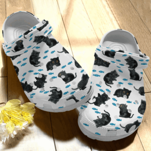 Cute Black Cats Water Color Shoes – Cute Animal Crocs Clog Crocbland Clog Birthday Gift For Man Woman