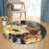 Cute Bulldog Round Carpet Floor Rug Living Room Bedroom Decor Round Area Rug Carpet