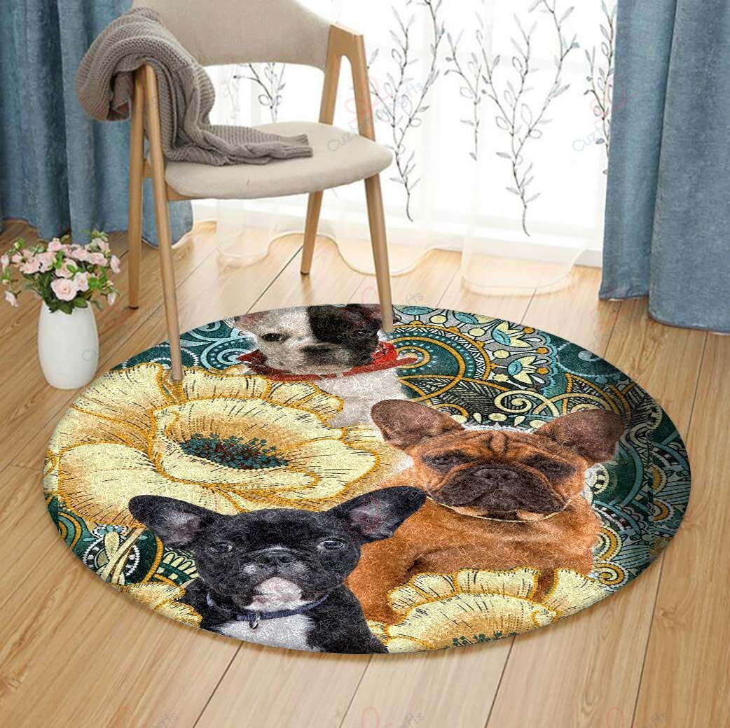 Cute Bulldog Round Carpet Floor Rug Living Room Bedroom Decor Round Area Rug Carpet Cute Bulldog Round Carpet Floor Rug Living Room Bedroom Decor Round Area Rug Carpet