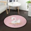 Cute Cartoon Swan Round Carpet Floor Rug Living Room Bedroom Decor Round Area Rug Carpet