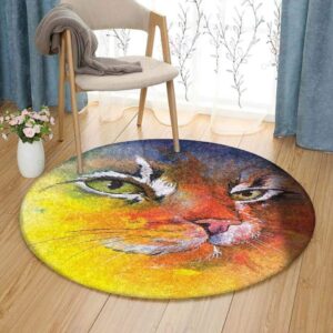 Cute Cat Face Round Carpet Floor Rug Living Room Bedroom Decor Round Area Rug Carpet