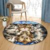 Cute Cat Round Carpet Floor Rug Living Room Bedroom Decor Round Area Rug Carpet