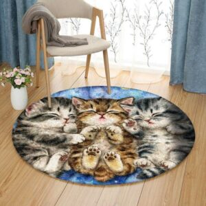 Cute Cat Round Carpet Floor Rug Living Room Bedroom Decor Round Area Rug Carpet