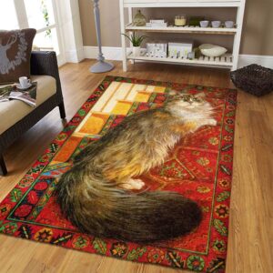 Cute Cat On The Vintage Stairs Rug Sport Decor Gift Floor Decor Living Room Carpet Rug Area Rug - 8c0ca1f8794c