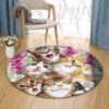 Cute Cats Round Carpet Floor Rug Living Room Bedroom Decor Round Area Rug Carpet
