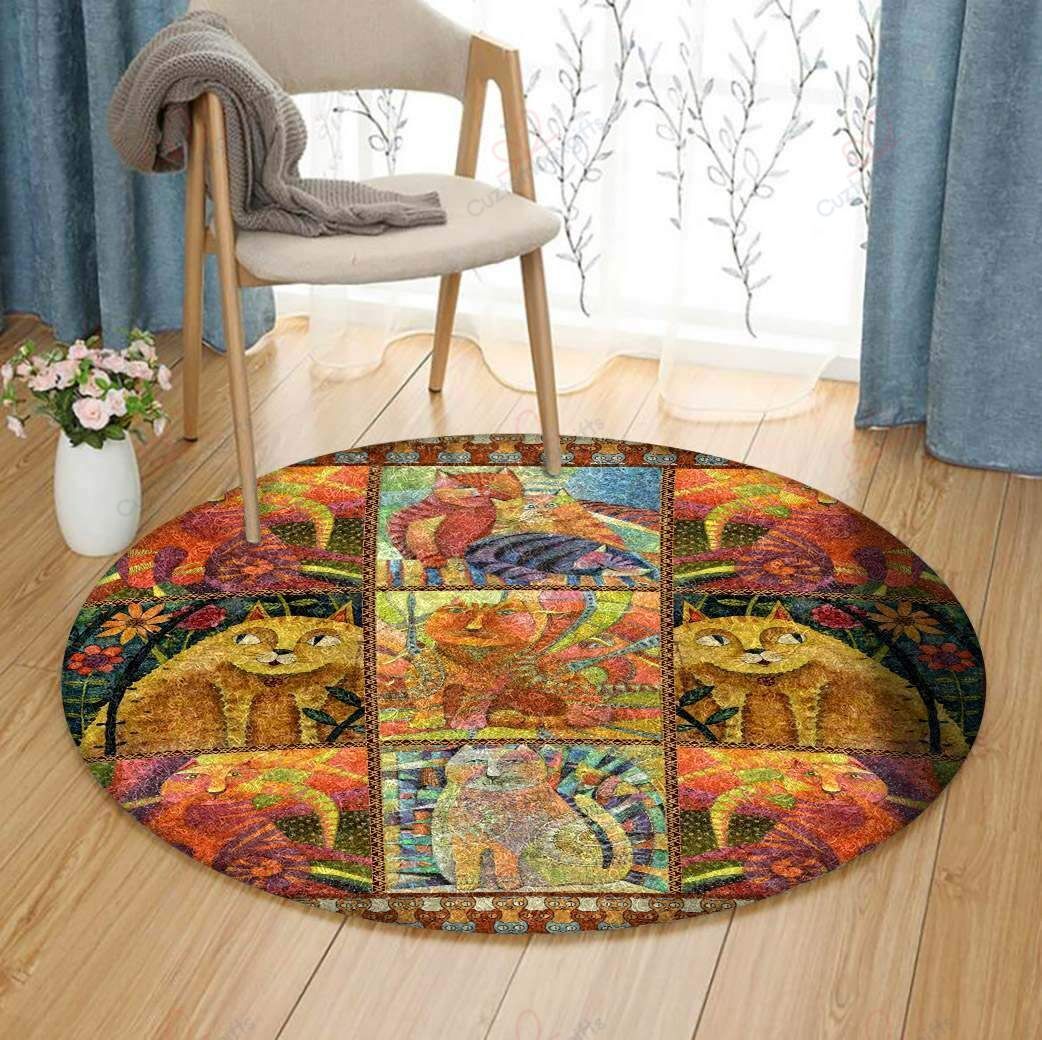 Cute Cats Round Carpet Floor Rug Living Room Bedroom Decor Round Area Rug Carpet Cute Cats Round Carpet Floor Rug Living Room Bedroom Decor Round Area Rug Carpet
