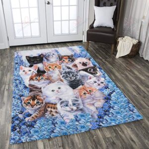 Cute Cats Love Flower Rug Sport Decor Gift Floor Decor Living Room Carpet Rug Area Rug - 107034036d0b