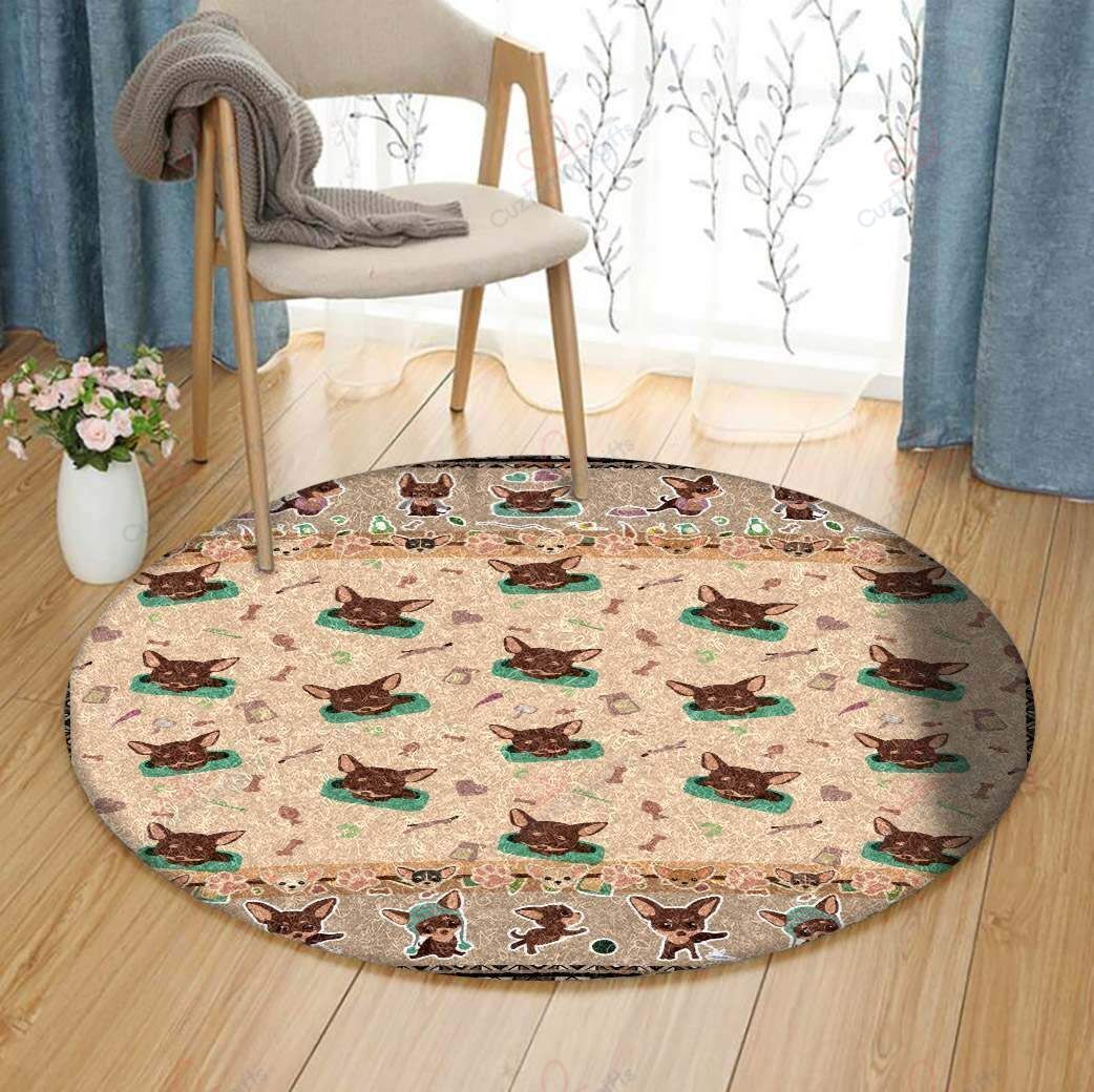 Cute Chihuahua Round Carpet Floor Rug Living Room Bedroom Decor Round Area Rug Carpet Cute Chihuahua Round Carpet Floor Rug Living Room Bedroom Decor Round Area Rug Carpet