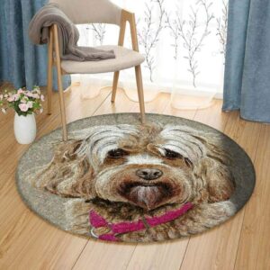 Cute Cockapoo Round Carpet Floor Rug Living Room Bedroom Decor Round Area Rug Carpet