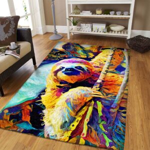 Cute Colorful Lazy Sloth Rug Sport Decor Gift Floor Decor Living Room Carpet Rug Area Rug - 3e51b9ac8ed9