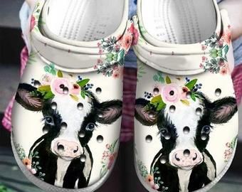 Cute Cow Flowers Crocs 3D Print Cow Crocs Charms Cow Crocs Crocband Clog Gift For Farmer Animal Print Water Shoes Cute Cow Flowers Crocs 3D Print Cow Crocs Charms Cow Crocs Crocband Clog Gift For Farmer Animal Print Water Shoes