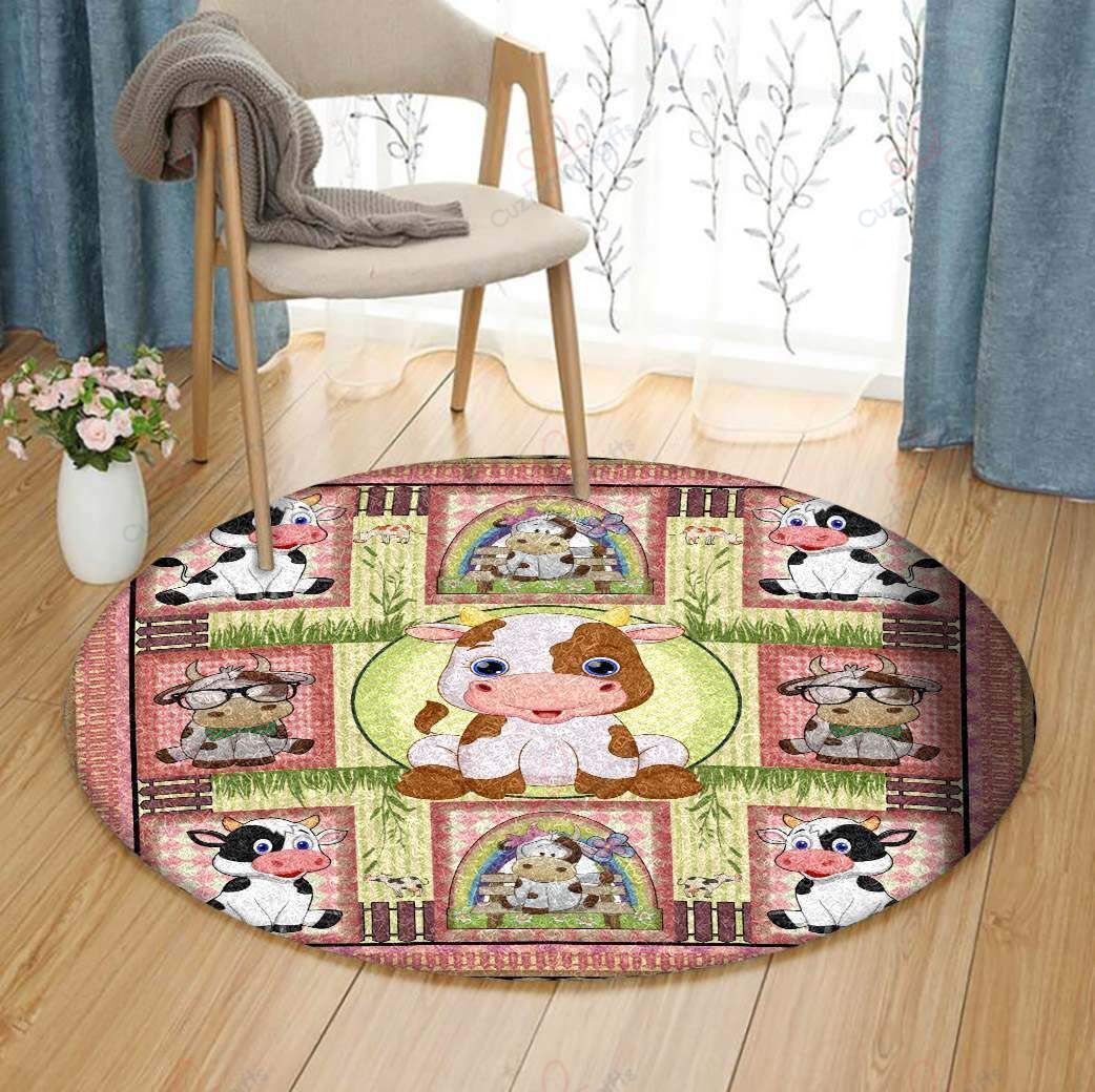 Cute Cow Round Carpet Floor Rug Living Room Bedroom Decor Round Area Rug Carpet Cute Cow Round Carpet Floor Rug Living Room Bedroom Decor Round Area Rug Carpet