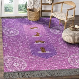 Cute Dachshund Sausage Dog Yoga Mandala Pattern Rug Sport Decor Gift Floor Decor Living Room Carpet Rug Area Rug - 25745d34c337