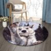 Cute Dog 1 Round Carpet Floor Rug Living Room Bedroom Decor Round Area Rug Carpet