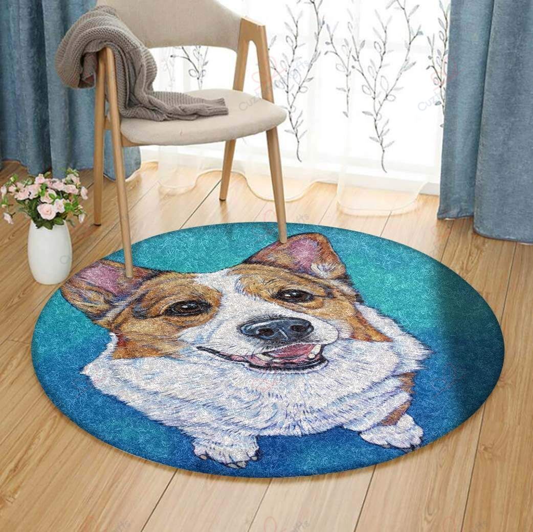 Cute Dog 2 Round Carpet Floor Rug Living Room Bedroom Decor Round Area Rug Carpet Cute Dog 2 Round Carpet Floor Rug Living Room Bedroom Decor Round Area Rug Carpet