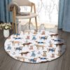 Cute Dogs 1 Round Carpet Floor Rug Living Room Bedroom Decor Round Area Rug Carpet