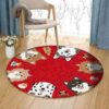 Cute Dogs Round Carpet Floor Rug Living Room Bedroom Decor Round Area Rug Carpet
