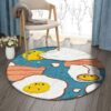 Cute Eggs Round Carpet Floor Rug Living Room Bedroom Decor Round Area Rug Carpet