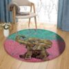 Cute Elephant Round Carpet Floor Rug Living Room Bedroom Decor Round Area Rug Carpet