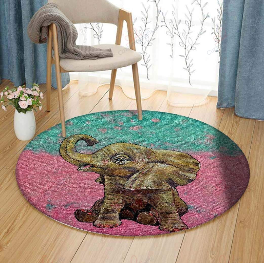 Cute Elephant Round Carpet Floor Rug Living Room Bedroom Decor Round Area Rug Carpet Cute Elephant Round Carpet Floor Rug Living Room Bedroom Decor Round Area Rug Carpet