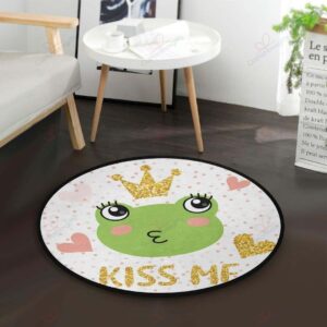 Cute Frog Round Carpet Floor Rug Living Room Bedroom Decor Round Area Rug Carpet