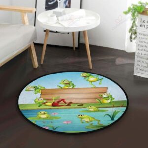Cute Frogs Round Carpet Floor Rug Living Room Bedroom Decor Round Area Rug Carpet