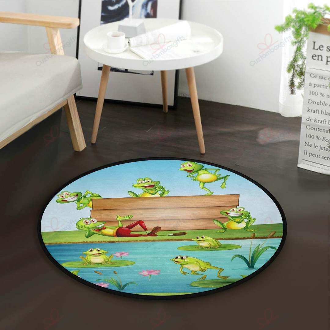 Cute Frogs Round Carpet Floor Rug Living Room Bedroom Decor Round Area Rug Carpet Cute Frogs Round Carpet Floor Rug Living Room Bedroom Decor Round Area Rug Carpet