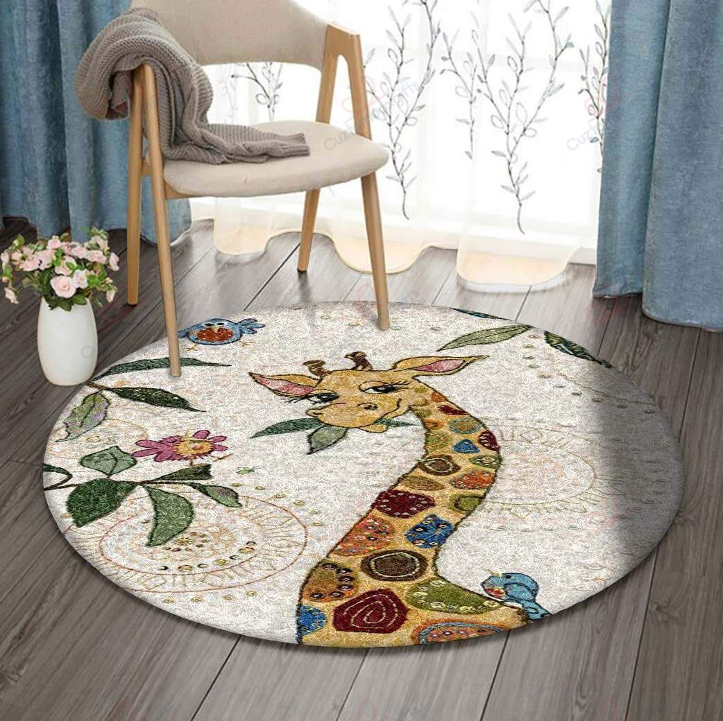 Cute Giraffe Round Carpet Floor Rug Living Room Bedroom Decor Round Area Rug Carpet Cute Giraffe Round Carpet Floor Rug Living Room Bedroom Decor Round Area Rug Carpet