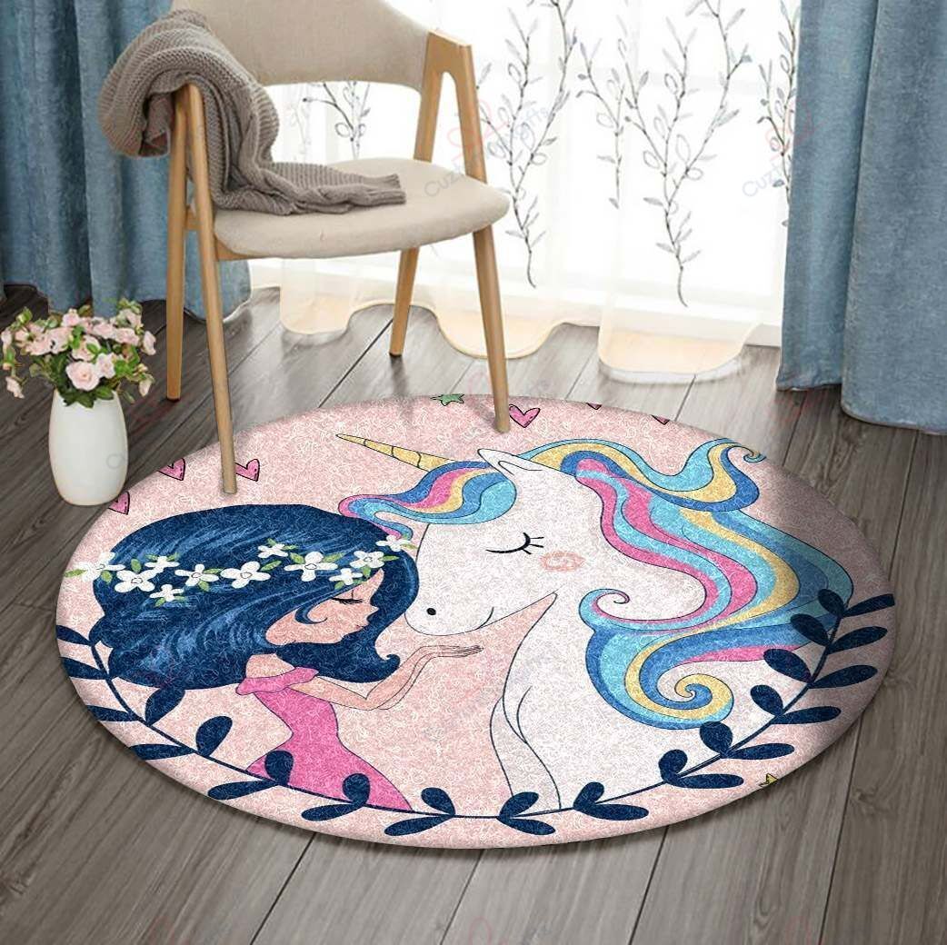 Cute Girl Unicorn Round Carpet Floor Rug Living Room Bedroom Decor Round Area Rug Carpet Cute Girl Unicorn Round Carpet Floor Rug Living Room Bedroom Decor Round Area Rug Carpet