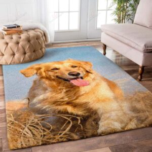 Cute Golden Retriever Rug Sport Decor Gift Floor Decor Living Room Carpet Rug Area Rug - 4f87564d247f