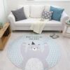 Cute Grey Bear Round Carpet Floor Rug Living Room Bedroom Decor Round Area Rug Carpet