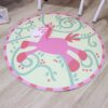 Cute Horse Round Carpet Floor Rug Living Room Bedroom Decor Round Area Rug Carpet