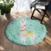 Cute Llama Round Carpet Floor Rug Living Room Bedroom Decor Round Area Rug Carpet