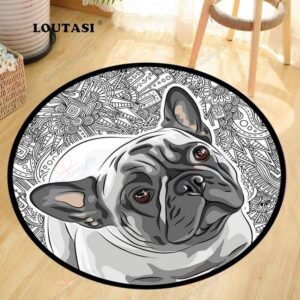 Cute Mandala Pug Round Carpet Floor Rug Living Room Bedroom Decor Round Area Rug Carpet