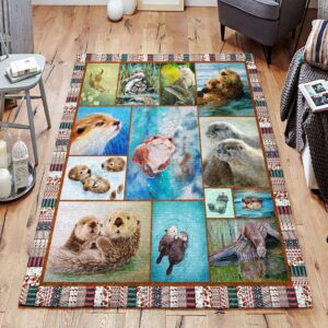 Cute Otter Rug Sport Decor Gift Floor Decor Living Room Carpet Rug Area Rug - f1acb02015b7
