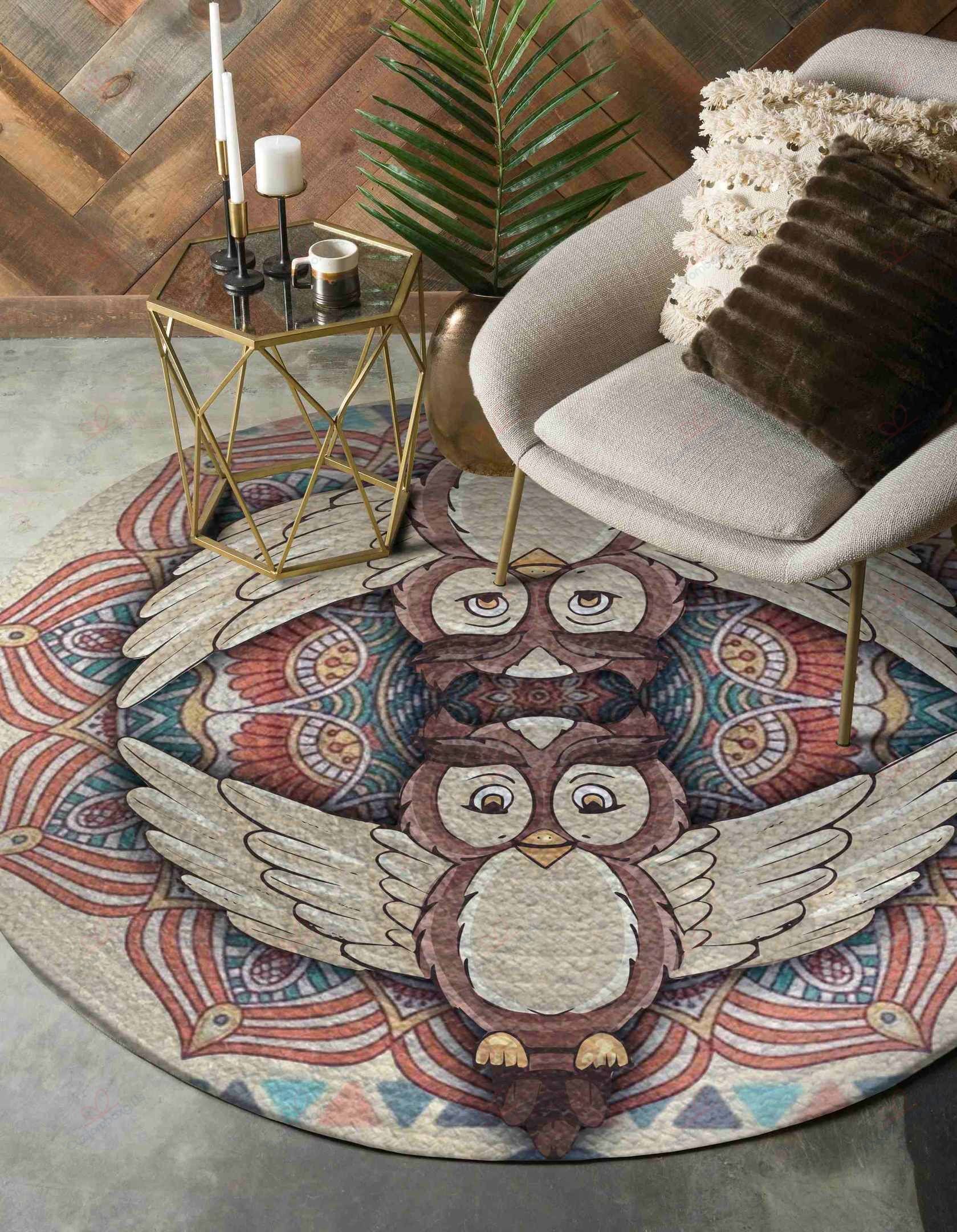 Cute Owl Pattern Round Carpet Floor Rug Living Room Bedroom Decor Round Area Rug Carpet Cute Owl Pattern Round Carpet Floor Rug Living Room Bedroom Decor Round Area Rug Carpet