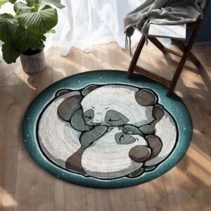 Cute Panda Round Carpet Floor Rug Living Room Bedroom Decor Round Area Rug Carpet