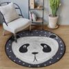 Cute Panda Round Carpet Floor Rug Living Room Bedroom Decor Round Area Rug Carpet