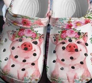 Cute Pig Crocs Crocband Clogs Pig Flowers Crocs 3D Print Animal Crocs 3D Charms Gift For Pig Lover Clog Comfortable For Farmer